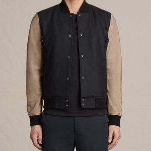 ALLSAINTS Murray Bomber Jacket w/ leather sleeves